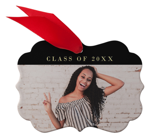 Classic Graduation Metal Ornament, Black, Rectangle Bracket