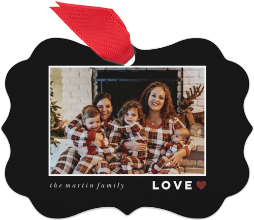 Modern Love Heart Metal Ornament, Black, Rectangle Bracket