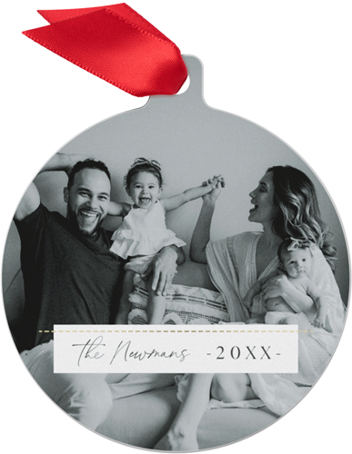 Family Gift Tag Metal Ornament, White, Circle