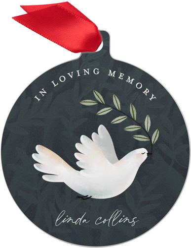 Memorial Dove Metal Ornament, Beige, Circle