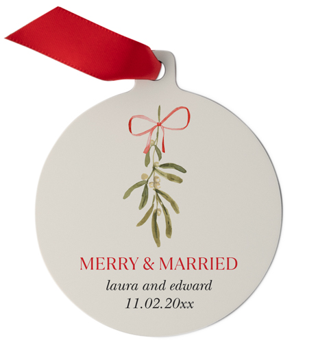Merry and Married Vows Metal Ornament, Beige, Circle