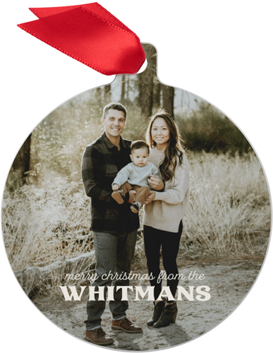 Modern Family Name Metal Ornament, Beige, Circle