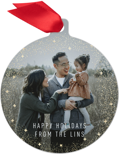 Starry Overlay Metal Ornament, White, Circle, white