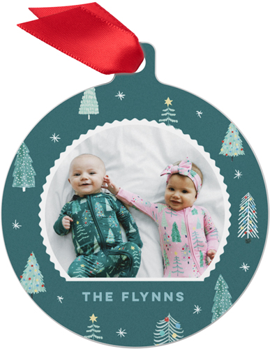 Little Sleepies Twinkling Trees Metal Ornament, Green, Circle, green