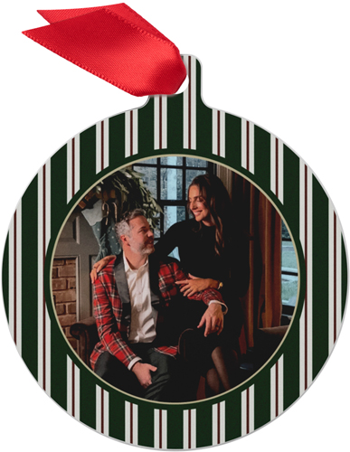 Classic Cameo Metal Ornament, Green, Circle, pine