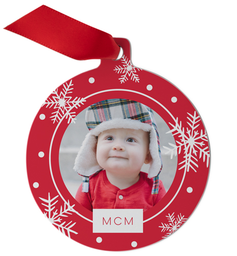 Baby's First Year Christmas Metal Ornament, Red, Circle