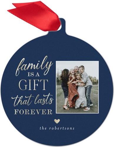 Family Is A Gift Metal Ornament, Blue, Circle