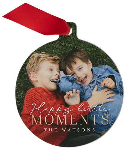Little Moments Metal Ornament, Gray, Circle