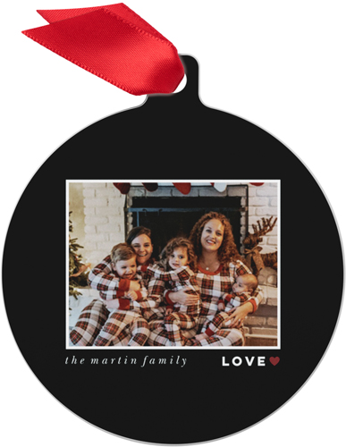 Modern Love Heart Metal Ornament, Black, Circle