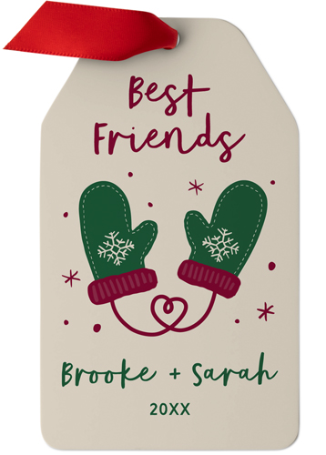 Personalized Mittens Metal Ornament, Beige, Gift Tag