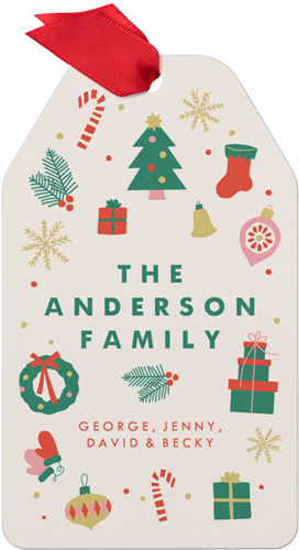 Vintage Icons Family Name Metal Ornament, Beige, Gift Tag
