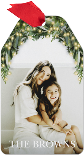 Glowing Garland Metal Ornament, White, Gift Tag, white