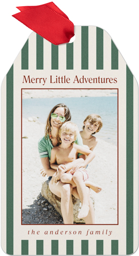 Stripe Frame Vignette Metal Ornament, Red, Gift Tag, cinnamon