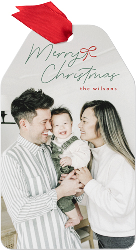 Bow Charmed Tidings Metal Ornament, Red, Gift Tag, firecracker