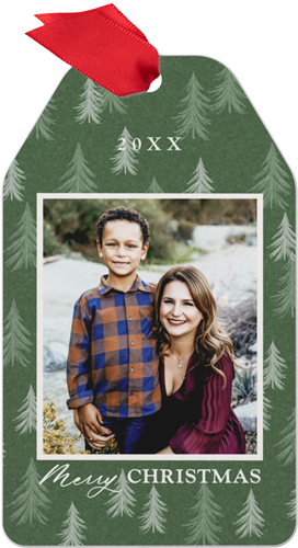 Handcrafted Trees Metal Ornament, Green, Gift Tag, kale