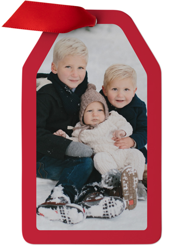 Simple Frame Metal Ornament, Red, Gift Tag