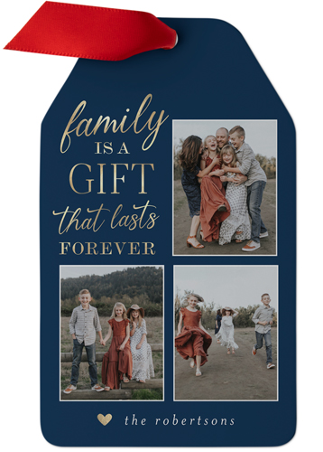 Family Is A Gift Metal Ornament, Blue, Gift Tag
