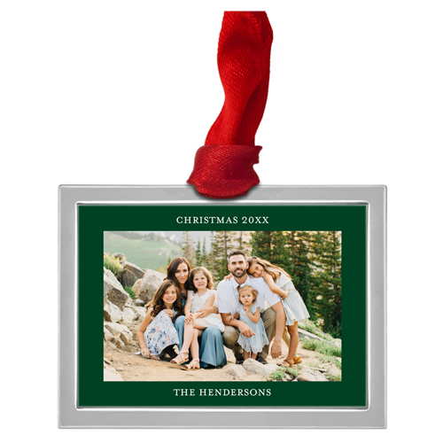 Framed Gallery of One Horizontal Luxe Frame Ornament, Silver, Green, Rectangle, forest