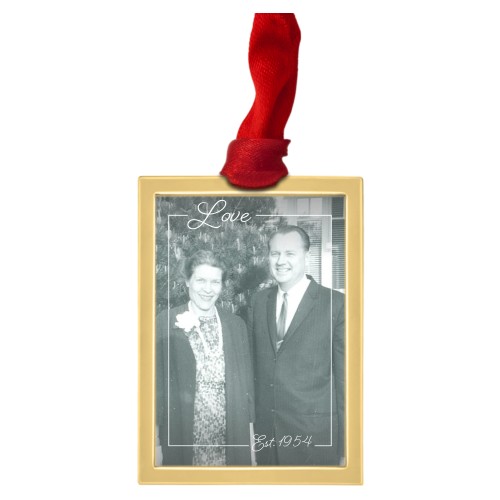 Love Border Luxe Frame Ornament, Gold, White, Rectangle, white