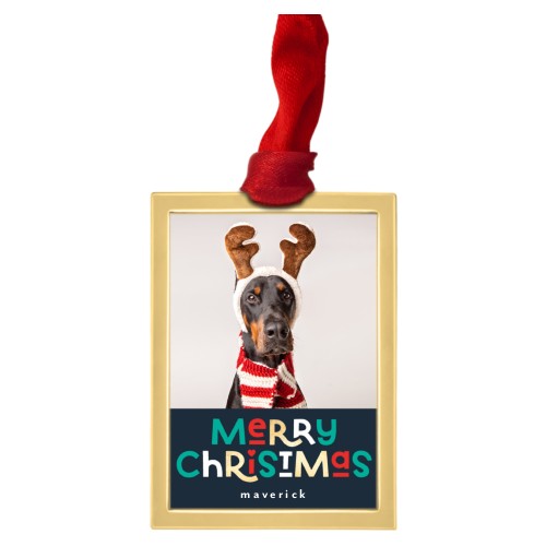 Chunky Christmas Luxe Frame Ornament, Gold, Black, Rectangle