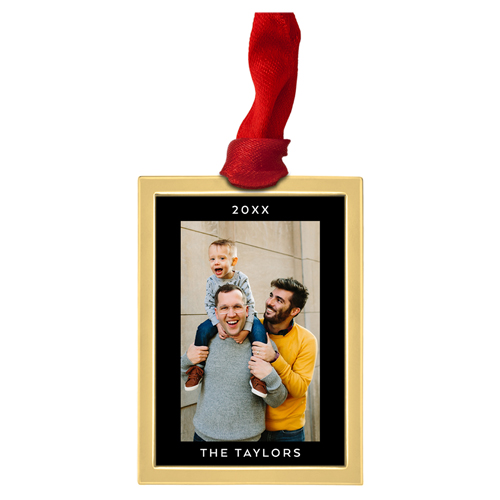 Framed Gallery of One Vertical Luxe Frame Ornament, Gold, Red, Rectangle