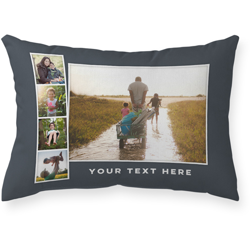 Modern Filmstrip Collage Outdoor Pillow, 14x20, Double Sided, Gray