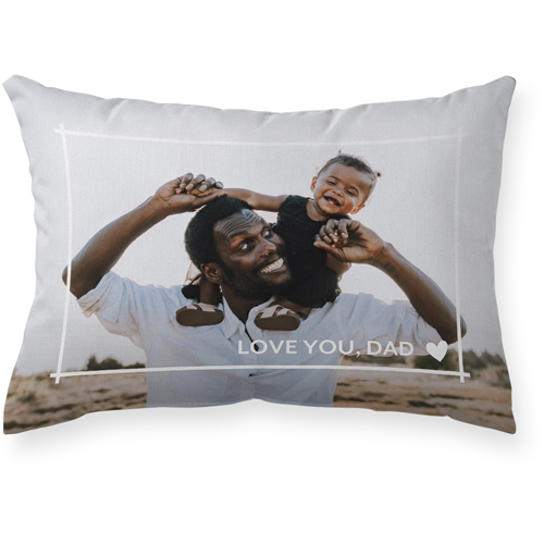 Modern Floating Border Outdoor Pillow, 14x20, Single Sided, White