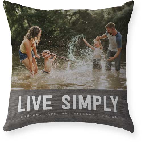 Live Simply Outdoor Pillow, 18x18, Single Sided, Brown