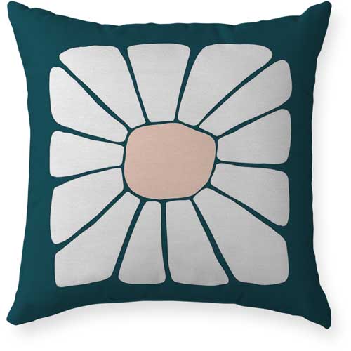 Graphic Floral Outdoor Pillow, 18x18, Double Sided, Multicolor