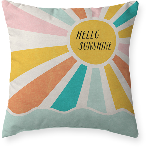 Hello Sunshine Beams Outdoor Pillow, 20x20, Single Sided, Multicolor