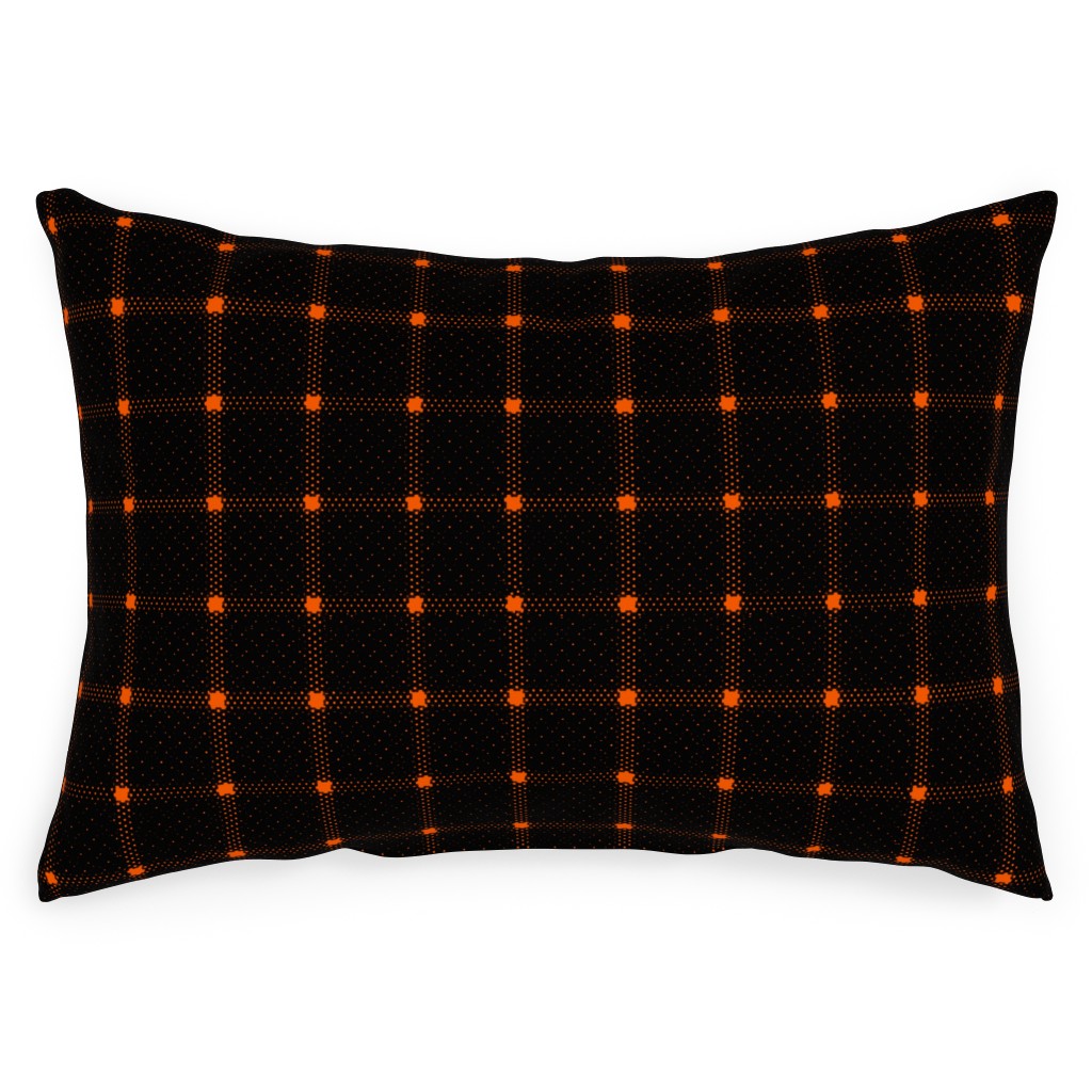 Gridded Plaid Outdoor Pillow, 14x20, Single Sided, Black
