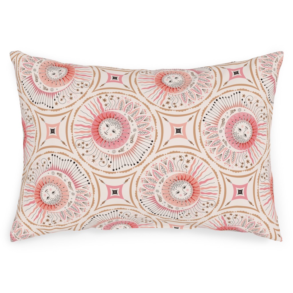 Celestial Talisman in Pink Outdoor Pillow, 14x20, Single Sided, Pink
