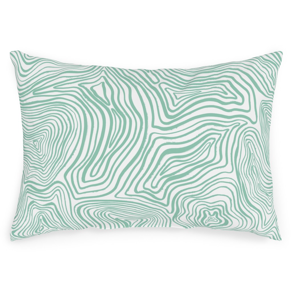 Abstract Wavy Lines - Green Outdoor Pillow, 14x20, Single Sided, Green