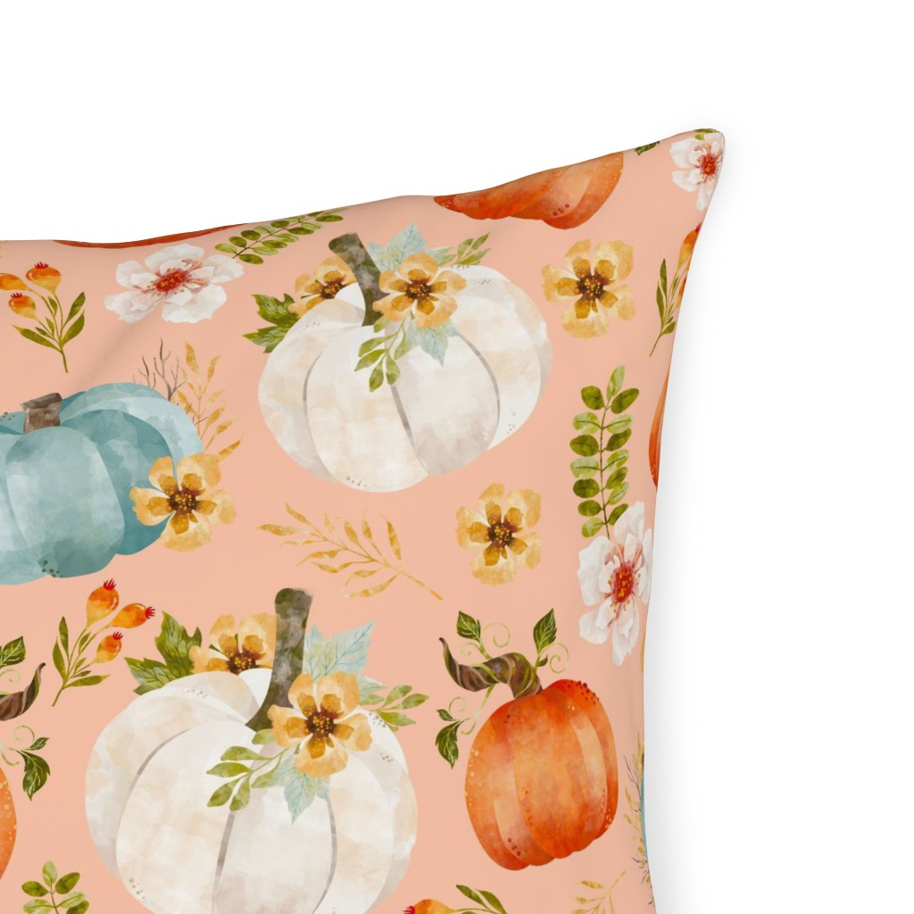 Rustic Farmhouse Pumpkins on Pale Peach Outdoor Pillow Shutterfly