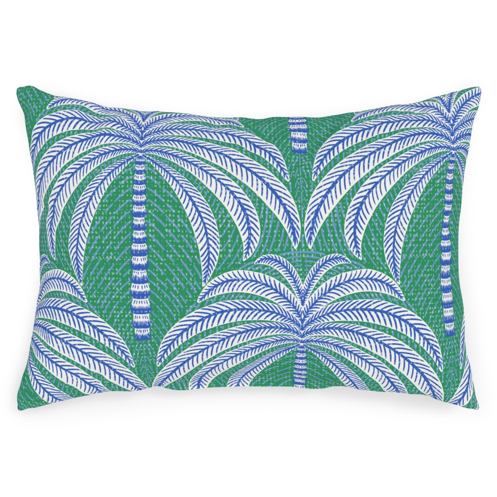 Palm Springs Palm Trees - Green Outdoor Pillow, 14x20, Single Sided, Green