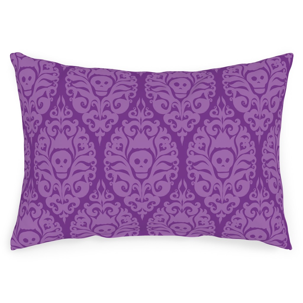Spooky Damask - Purple Outdoor Pillow, 14x20, Single Sided, Purple
