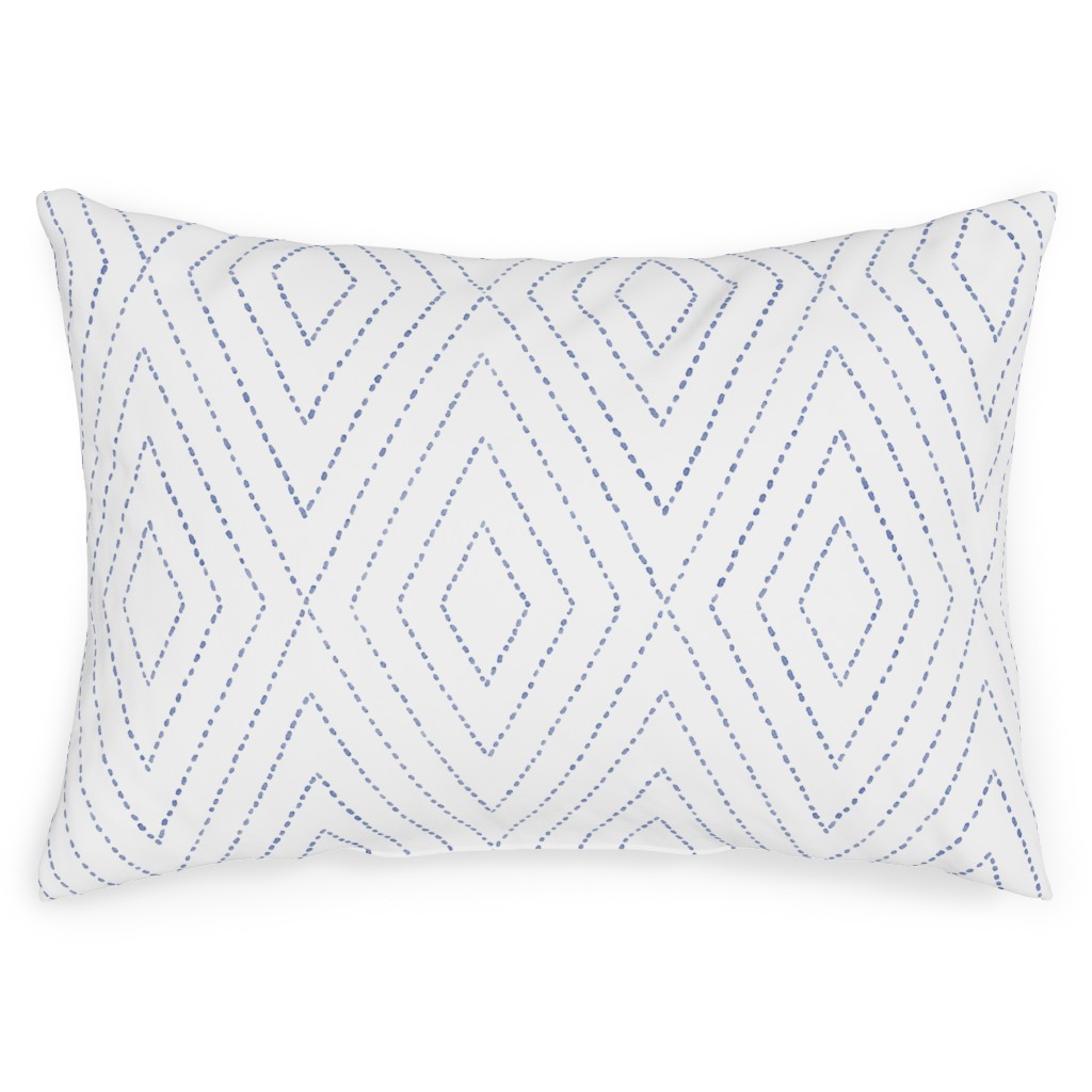 Painted Diamond Dash Outdoor Pillow, 14x20, Single Sided, White