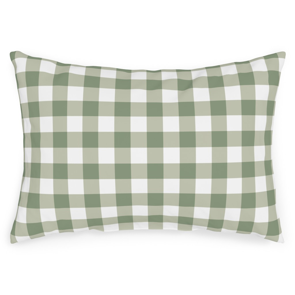 Plaid - Green Outdoor Pillow, 14x20, Single Sided, Green