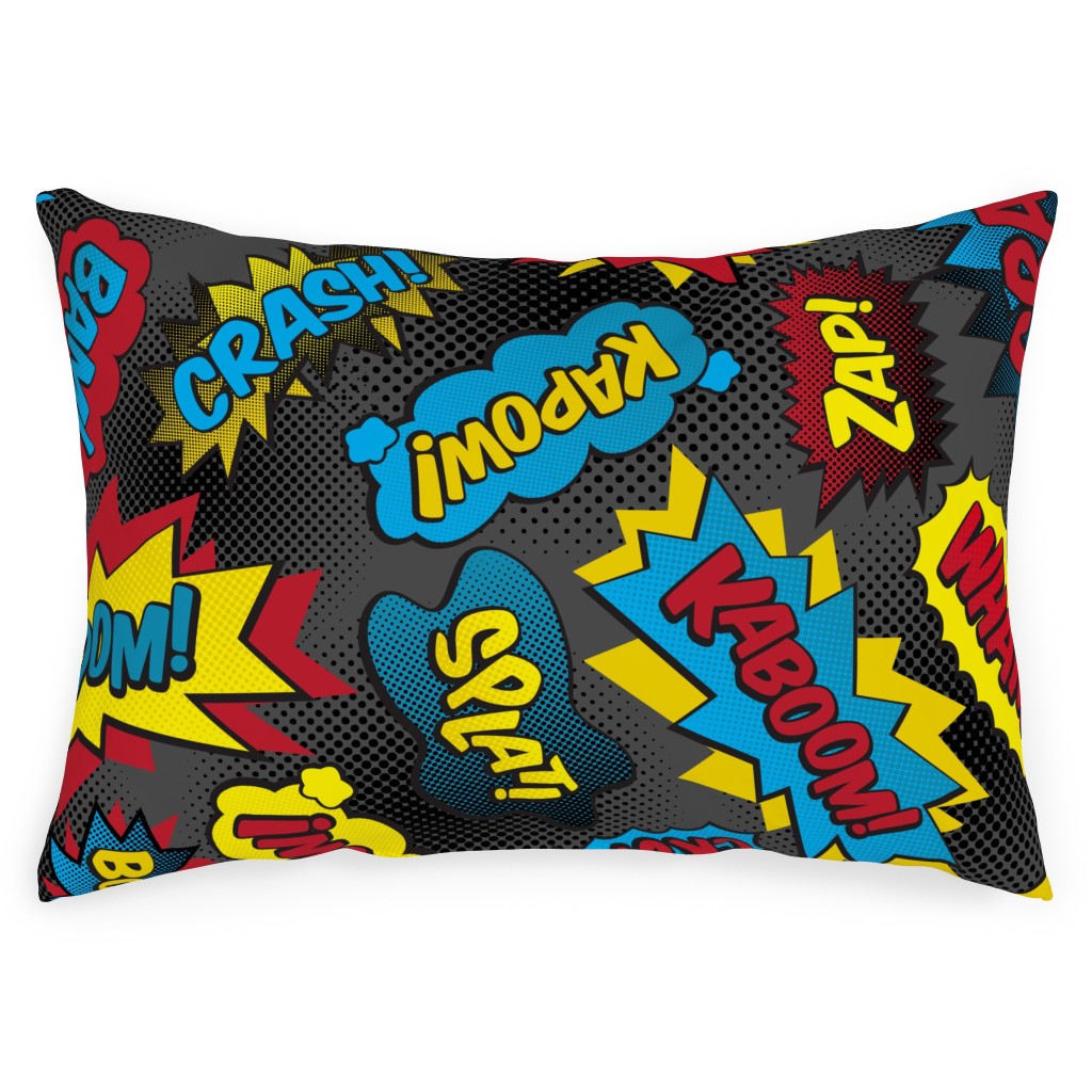 Super Words! - Multi Outdoor Pillow, 14x20, Single Sided, Multicolor