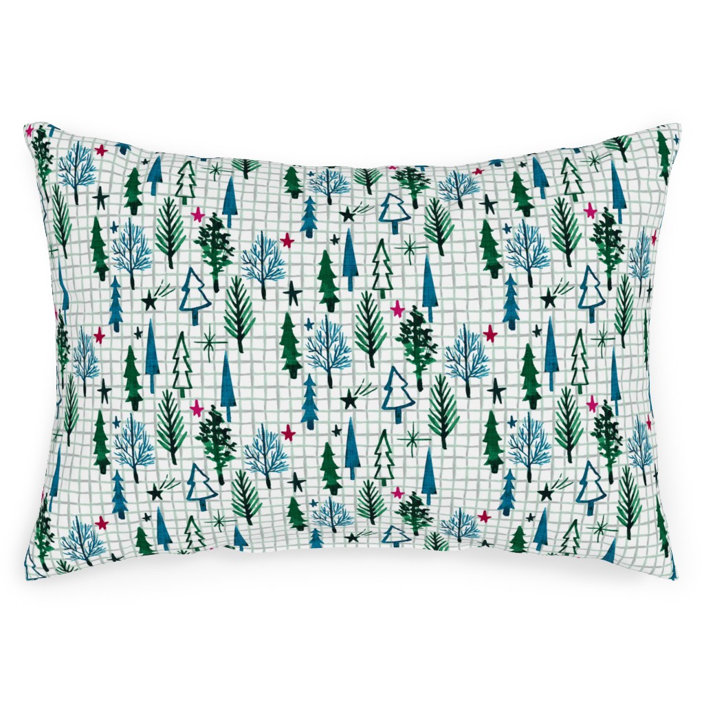 Noel Collection - Winterscape Outdoor Pillow, 14x20, Single Sided, Green