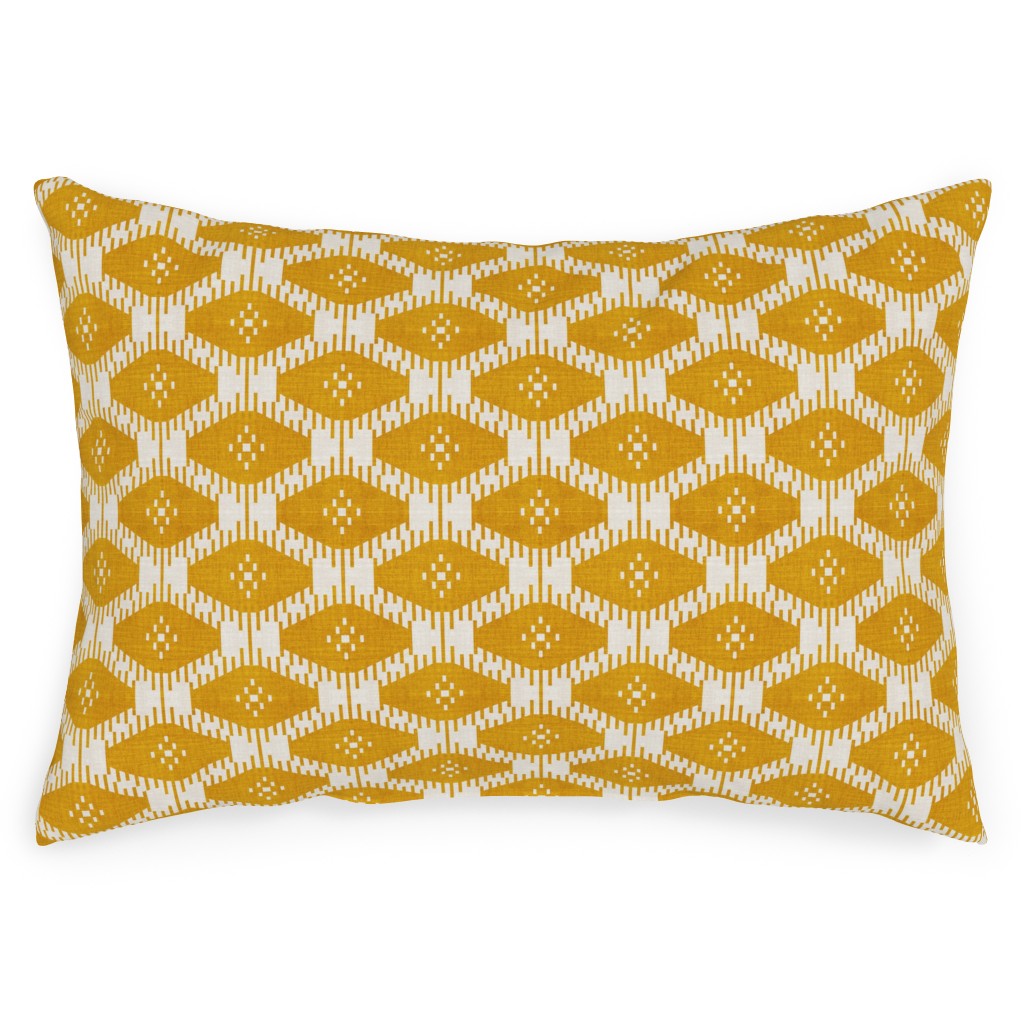 Stella Ikat - Yellow Outdoor Pillow, 14x20, Single Sided, Yellow