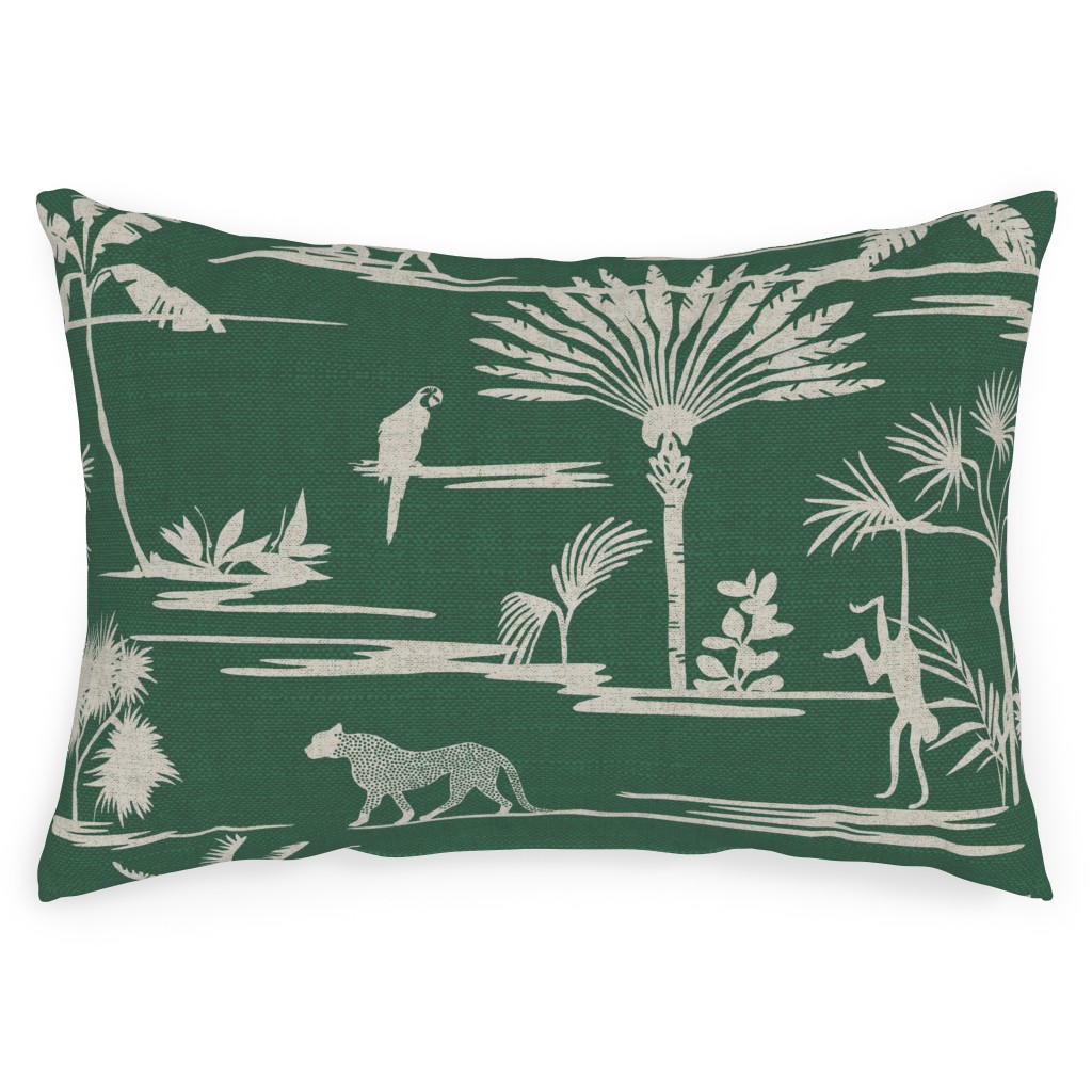 Jungle Thrive - Green Outdoor Pillow, 14x20, Single Sided, Green