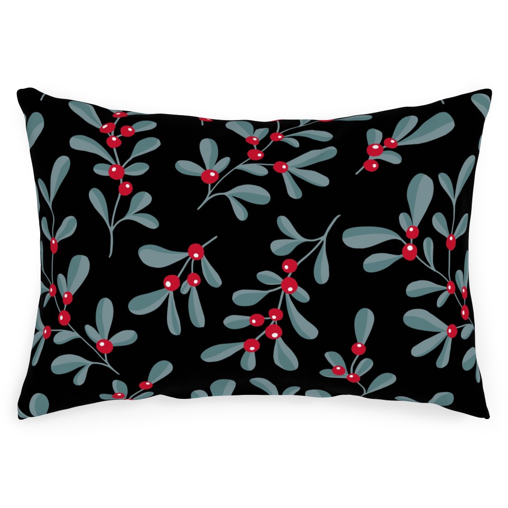 Little Mistletoe Garden Botanicals - Dark Outdoor Pillow, 14x20, Single Sided, Multicolor