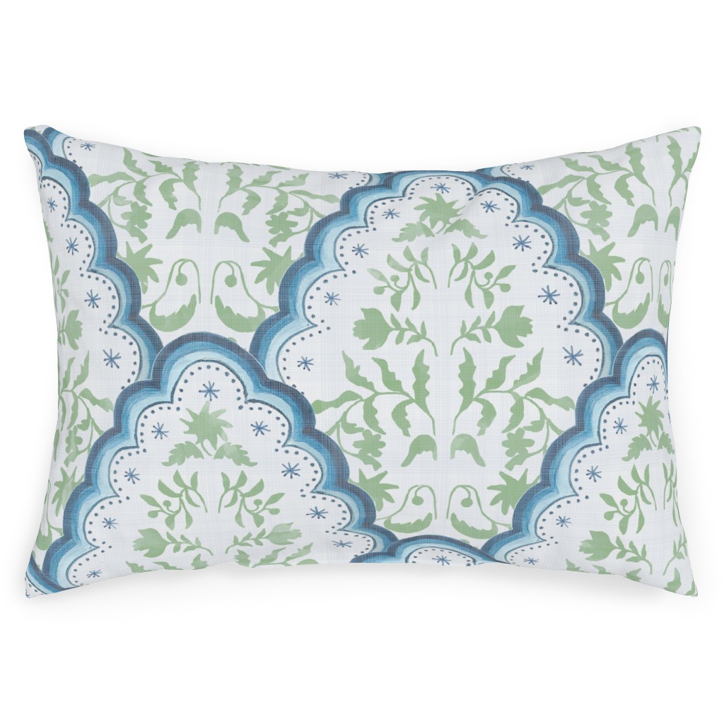 Scallop Paisley Blue and Green Outdoor Pillow Shutterfly