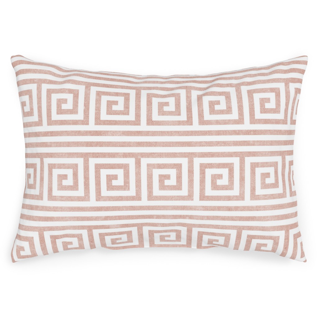 Green Key Stripes - Pink Outdoor Pillow, 14x20, Single Sided, Pink
