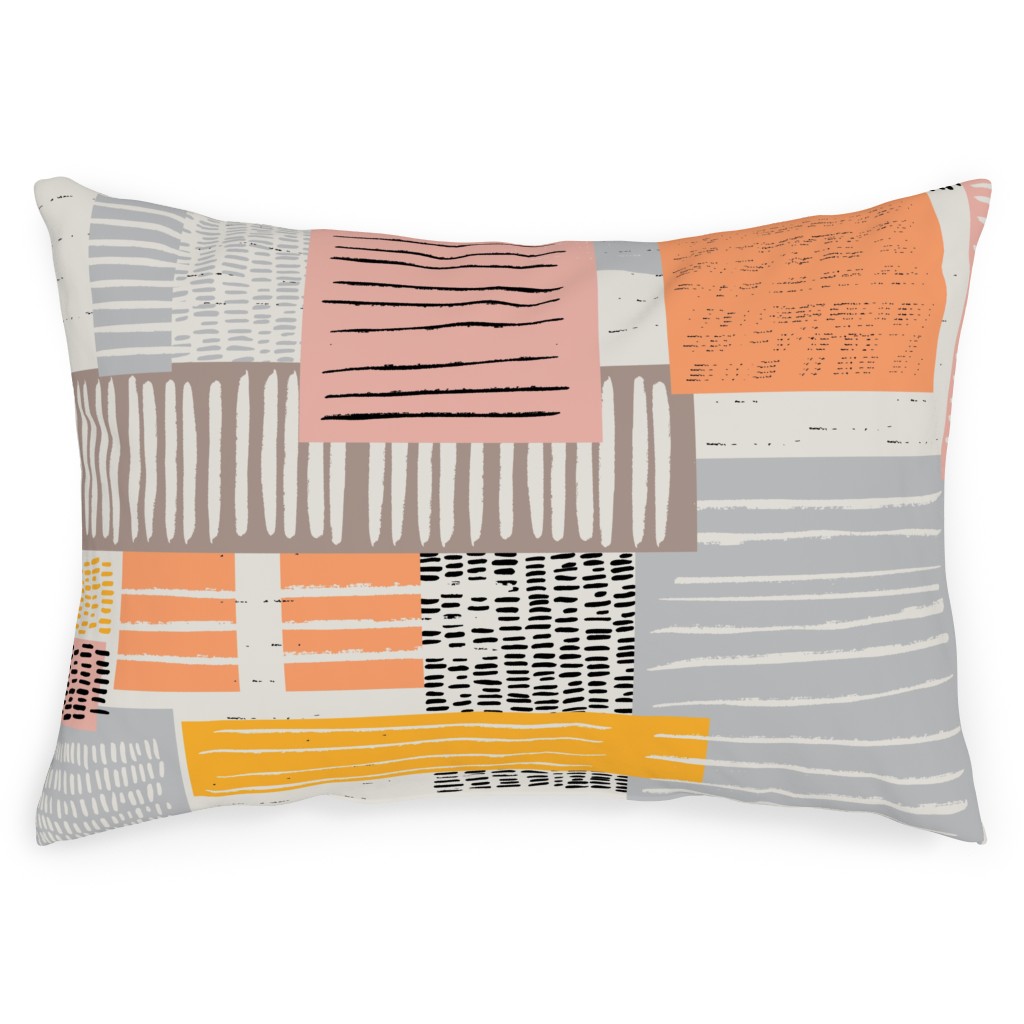 Textured Color Blocks - Multi Outdoor Pillow, 14x20, Single Sided, Multicolor
