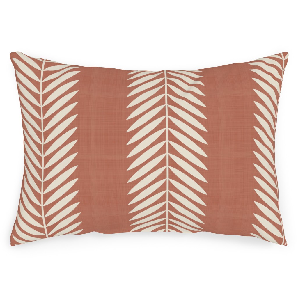 Laurel Leaf Stripe - Clay & Cream Outdoor Pillow, 14x20, Double Sided, Orange