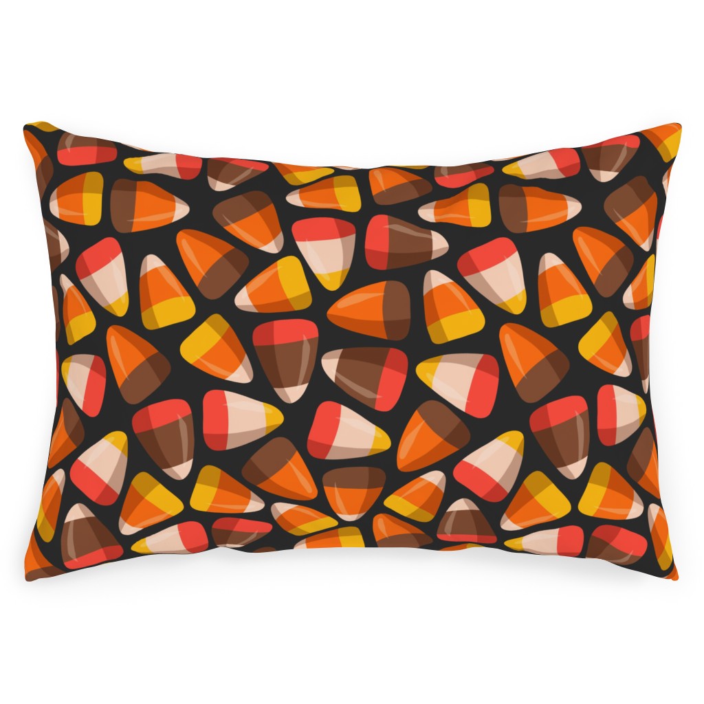 Candy Corn - Midnight Outdoor Pillow, 14x20, Double Sided, Orange