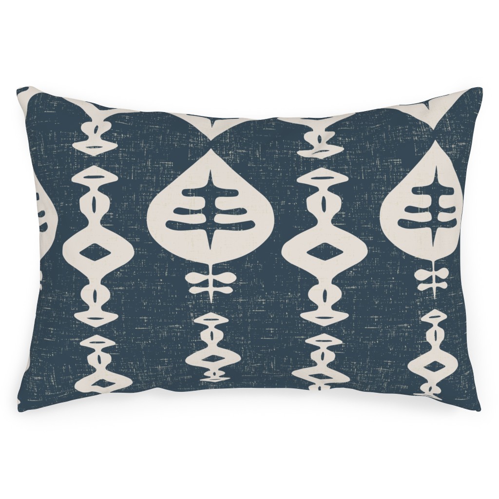 Maya - Navy Outdoor Pillow, 14x20, Double Sided, Blue