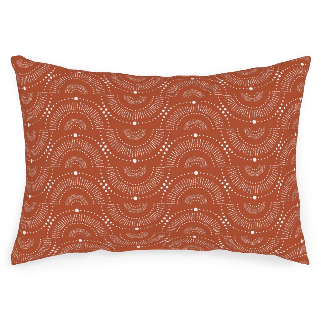Rise and Shine Geometric - Terracotta Outdoor Pillow, 14x20, Double Sided, Orange